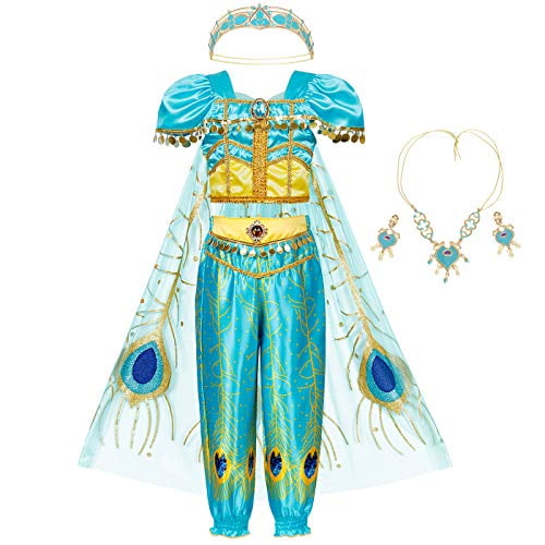 Jurebecia Princess Costume for Girls Princess Dress up Fancy Birthday Party Role Play Outfit Blue 2-10 Years Jurebecia Princess Costume for Girls Princess Dress up Fancy Birthday Party Role Play Outfit Blue 2-10 Years